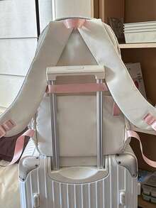 1个白色背景黑色星星印花+翅膀装饰手提单肩包，拉链封口，甜美酷炫风格，适合女性外出和旅行，四季皆宜。 - 白色 - 查看 6