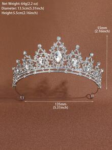 1pc Crystal Princess Crown Headband, Birthday Queen Rhinestone Gift, 15th Birthday Celebration Crown, Wedding Party Prom Accessory - Gold - View 8