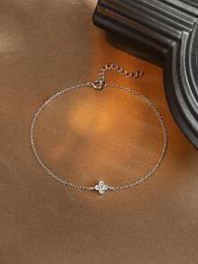 EleRunis 1 PC 925 Sterling Silver Classic Four Leaf Clover Charm Bracelet 18K Gold Plated For Daily Wear Party Happy Fine Jewelry Wedding Engagement Bridal Jewelry - Silver - View 6