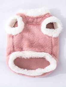 1pc Pet Dog Hoodie, Autumn/Winter Fleece Warm Sleeveless Sweatshirt, Cute Soft Comfortable Cat Vest Suitable For Small Dogs And Cats - Pink - View 11