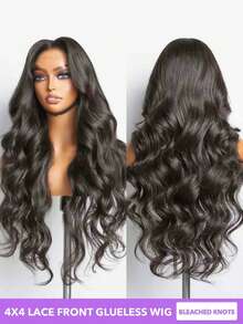Bleached Knots 4x4 Lace Human Hair Front Wigs Pre Plucked With Baby Hair Wear And Go Glueless Wigs Real Human Hair 4x4 Body Wave Lace Front Wigs Human Hair Wigs For Women No Glue Lace Front Closure Ready To Wear Wigs 180% 250% Density 8-20 22 24 26 28 30 Inch Natural Black - Natural Black - View 4