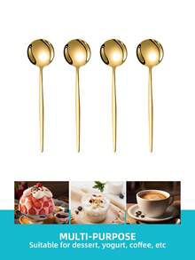 2/4/6/12/24pcs Stainless Steel Coffee/Dessert Spoon Sets, Suitable For Afternoon Tea At Home, School Supplies - Silver - View 7
