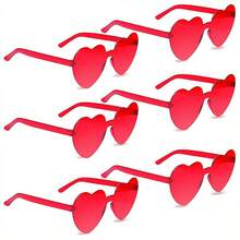 10/15pcs Frameless Heart Shaped Black , Funny Heart Shaped Glasses Suitable For Party, Christmas Gifts - Red - View 1