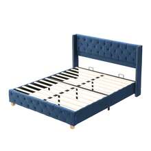 Upholstered Bed 160 * 200 Cm With Crossbar Frame And Headboard, Button Filling, Rivet Filling, Wooden Legs, Velvet, Multicoloured Optional.