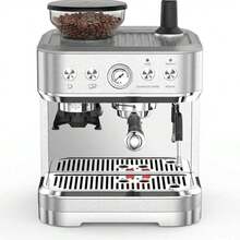 Cafetera espresso automática de 15 bares con molinillo, vaporizador de leche, depósito de agua extraíble, volumen de café ajustable, uso profesional en casa o en la oficina, color plateado. - Plateado - Ver 7