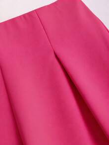 Women's Elegant Casual Loose Fit Solid Color Wide Leg Pants With Pleats And High Waist - 玫紅色 - 查看 3