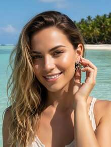 imoli Sun Design Stud Earrings - Silver - View 8