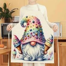 1pc Dwarf Pattern Apron, Creative Funny Fashionable Printed Home Cleaning Apron, Easy To Clean Kitchen Cooking Apron, Creative Home Apron - Multicolor - View 3