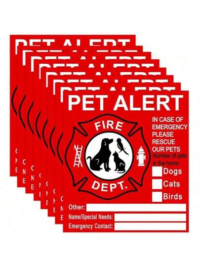 Pet Safety Alert Stickers, Warning Emergency Fire Rescue Stickers Waterproof Stickers, To Save Our Cats/Dogs In Case Of Emergency Fire, Firefighters Will Use Alert Stickers To Rescue Our Loved Ones From Windows, Doors Or Houses