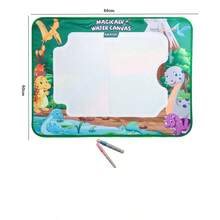 Children's Magic Water Drawing Mat, Colorful Writing & Painting Doodle Cloth With 2 Water Painting Brushes - Green - View 2