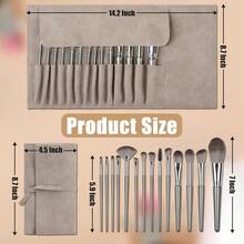 Euuztu 14 Pcs Professional Makeup Brush Set, Eye And Face Foundation Brush Set, Eyeshadow Brushes, Cosmetic Brushes, With PU Bag, Champagne - 1 - 查看 3