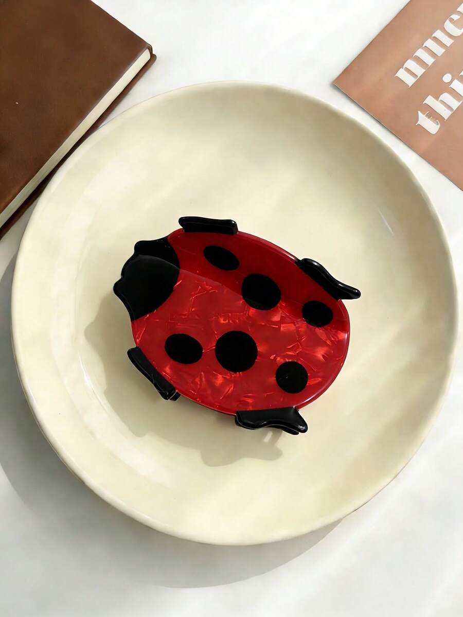 1pc Creative Ladybug & Hair Claw Hair Clip, Suitable For Thick Hair - Multicolor - View 1