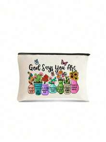 1个励志基督教化妆包 | “上帝说你是独一无二的”宗教化妆包，印有花卉圣经经文 | 拉链便携多功能旅行收纳包 | 多色可选 | 适合日常/旅行/校园使用 | 适用于日常使用、旅行、度假、商务出行、通勤和校园生活 | 节日/圣诞节/情人节/周年纪念日送给女性的完美礼物 - 彩色 - 查看 14
