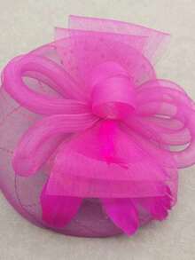 1 Peça Fascinadores Chapéus para Mulheres Chapéu Pillbox Anos 20, 30 e 50 Chapéu Vintage Cartola Flor Véu Chapéu de Chá de Casamento - Pink - Visão 4