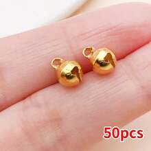 50pcs Vintage Mixed-Metal Mini Bell Charms - Copper Plated 18K Gold, Thick Silvery & Platinum - DIY Jewelry Findings For Bracelets, Necklaces & Christmas Decorations - Multicolor - View 14