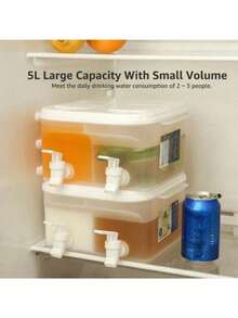 Summer Large 5L Cold Kettle Refrigerator With Faucet Lemonade Bottle Drinker Kettle Kettle Drink Dispenser Home Cold Kettle Bucket - White - View 7