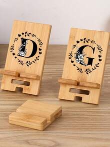 [Creative Letter Style] Natural Solid Wood Mobile Phone Holder A-Z Engraving Removable Creative Desktop Holder Ins Style Wooden Mobile Phone Holder Suitable For Office, Home, Daily Life, Study, 26 Letters Optional Materials And Easy To Assemble Holiday Gifts/Anniversary/Birthday Gifts - Multicolor - View 5