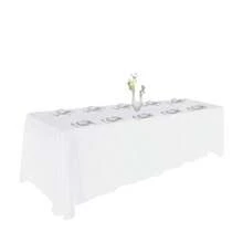 White Tablecloth For 8+Ft Rectangle Tables That Seats 8-10 Person Manteles De Mesa De Tela Para Fiestas De 8-10 Sillas Machine Washable Reusable Polyester Table Cloths - White+156 X 90 Inch (Rectangular) - View 2