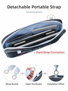 DANYCASE 笔记本电脑手提包,适用于 Macbook Pro 和 HP 13.3/14/15/15.6 英寸笔记本电脑,便携式单肩斜挎包 - 寶藍色 - 查看 7