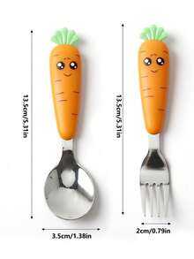 1pc/1set/4pcs Carrot Shaped Stainless Steel Cutlery Set, 2pcs,Kitchen,Christmas Gift,School Supplies