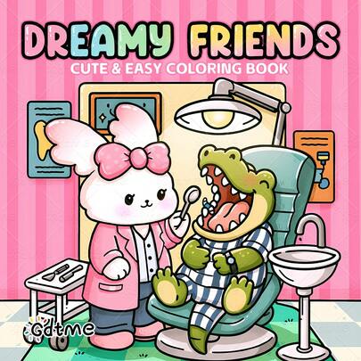 1 pièce Livre de peinture DREAMY FRIENDS : Activité de coloriage pour enfants ; Art graffiti créatif thématique avec des animaux mignons faciles à colorier, 24 pages simples avec dessins faits à la main, plaisir et épanouissement à travers le coloriage, cadeau réfléchi pour les amis, la famille ou les proches pour les fêtes, les anniversaires ou toute occasion spéciale, rentrée scolaire, fournitures scolaires (Cozy Space Coloring)