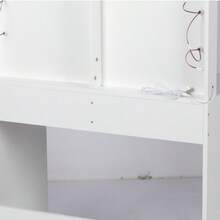 Dressing Table Set With LED Lights Mirror, Vanity Makeup Table 2 Large Drawers And Stool (Black) - White - View 8