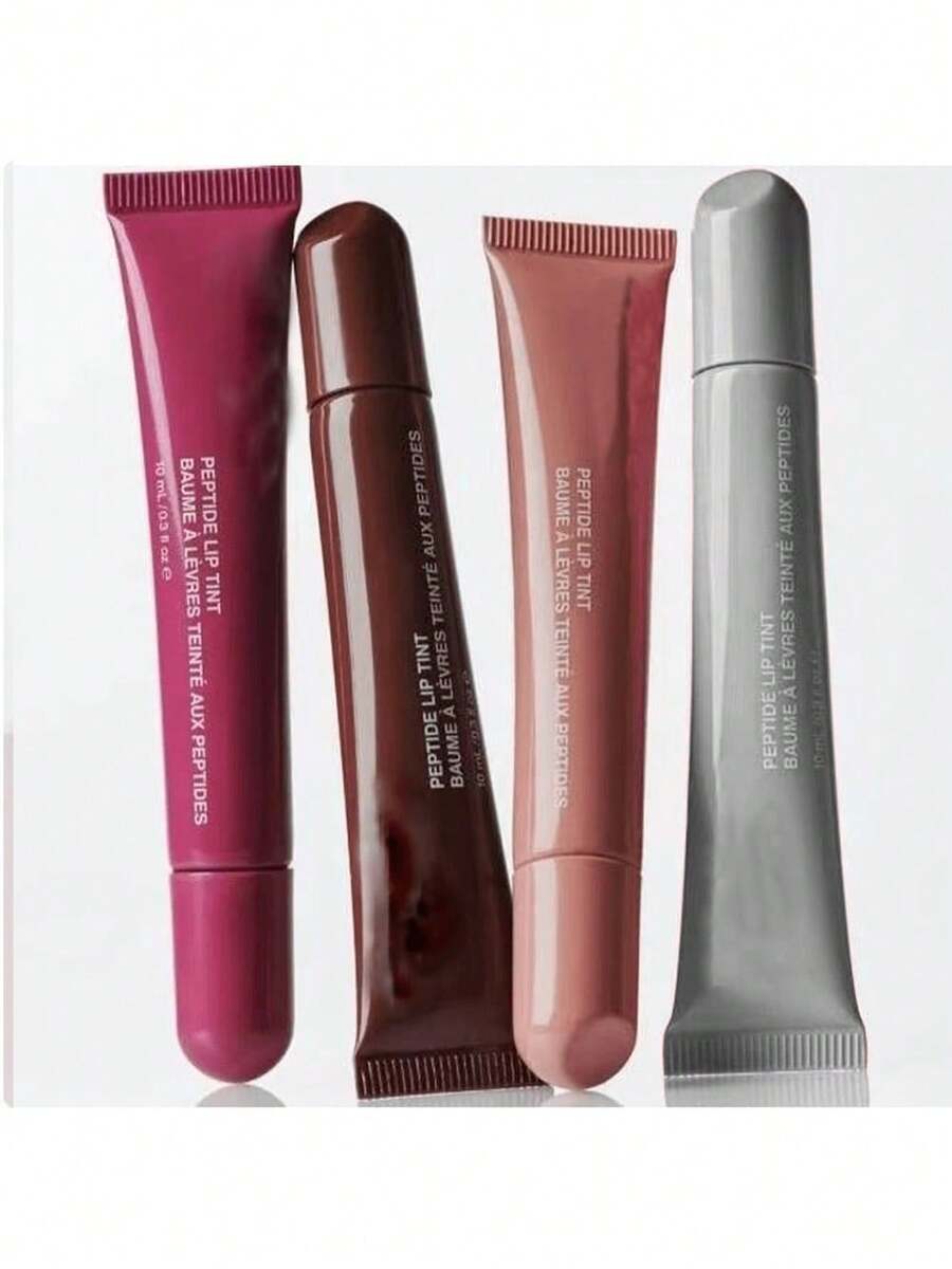 4 Pcs Peptide Lip Tint, Sheer Color And Hydrating Finish Clear Lip Oil, Long Lasting Hydrating Lip Gloss Tinted Lip Balm Non-Sticky Revitalizing, Transparent Lip Care Oil For Dry Lip, 3 Fl Oz,10ml - A - Xem 1