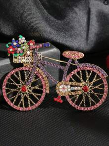1pc Fashionable Diamond Bicycle Shaped Brooch, Suitable For Office, Party, Casual Occasions, Can Be Accessory Or Gift - Blue - View 11