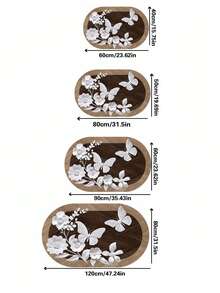 1pc Vintage Wood Grain Butterfly Print Silica Gel Bath Mat & Rug, Dirt-Resistant, Machine Washable, Suitable For Bathroom, Kitchen And All Seasons - Black - View 5