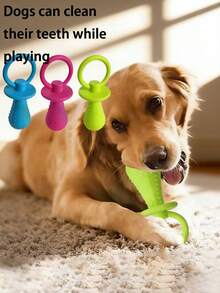 Pet Pacifier Chew Toys, Teeth Cleaning Gum Massage, Rubber Material Elastic, Outdoor Walking Training, Small Dogs Cats Puppies, Durable Bite Resistant, Interactive Pet Teeth Care Chew Toys - Multicolor - View 3