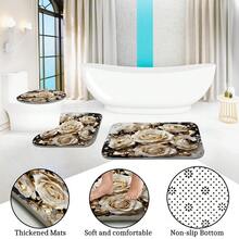 1pc/3pcs/4pcs Elegant Platinum Floral Multi-Function Bathroom Decor Shower Curtain Set, Free 12 Hooks Included, Luxury Holiday Vibe, Bathroom Mat, U-Shaped Mat And Round Toilet Mat, Suitable For All Scenarios - B - View 9