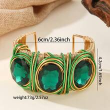 1件夸张铝线手工编织树脂人造水晶波西米亚欧美韩东南亚派对晚宴优雅复古度假手链 - 綠色 - 查看 2