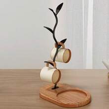 Wooden Tree-Shaped Cup Holder, Home/Living Room/Dining Table Coffee/Tea Cup Storage Rack With Drainage Function - Multicolor - View 2