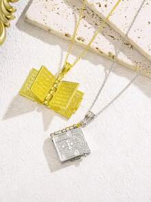 1本带书页的圣经，内含主祷文，配以十字架吊坠，护身符项链，圣经十字架，幸运符 - A - 查看 5