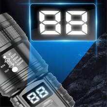 1pc High Power Long Range LED Flashlight, Tactical Light With LCD Battery Display, USB Rechargeable, Adjustable Zoom, Camping Lamp - As Shown In the Figure - View 8