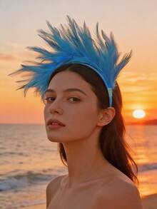 1 pezzo Fascia per capelli stile bohémien con piume colorate - Multicolore - Visualizzare 16