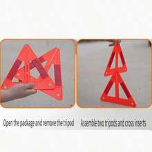 1pc Foldable Reflective Car Warning Triangle, Road Safety Sign Tripod, Car Emergency Breakdown Hazard Reflector Triangle, Used To Remind Rear Vehicles To Avoid Secondary Accidents - 1 Piece Triangular  Warning Stand - View 4