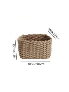1/Pc Small Capacity Handmade Woven Cosmetic Storage Box For Brushes, Skincare & Makeup Products, Lipsticks, Eyeshadows, Desk Organizer, Showcase & Vanity Organizer,For Holiday Beach, Bathroom Collection, Bedroom Collection