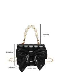 A Mini, Girly, Embossed Plaid PU Flap Bag With Pearl Detailing, Perfect For Everyday Use. - Multicolor - View 7