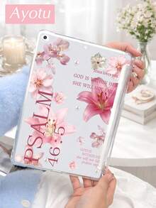 Ayotu 1pc Transparent Hibiscus Lily Pearl Pattern Protective Case, Compatible With IPad 11/IPad 10/IPad 9/IPad Air 7th 11", IPad Air 5th, Kindle Paperwhite 11th, Kobo Libra Colour, Kobo Clara Colour/Bw/2E, Full Coverage Soft Silicone Protective Shell - Multicolor - View 4