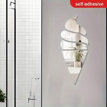 2D亚克力冰淇淋镜面墙饰，4件套 - 适用于客厅、卧室、工作室、露台墙面，节日装饰和节日礼物，送给家人和朋友的绝佳选择，2D平面，万圣节 - 銀色 - 查看 4