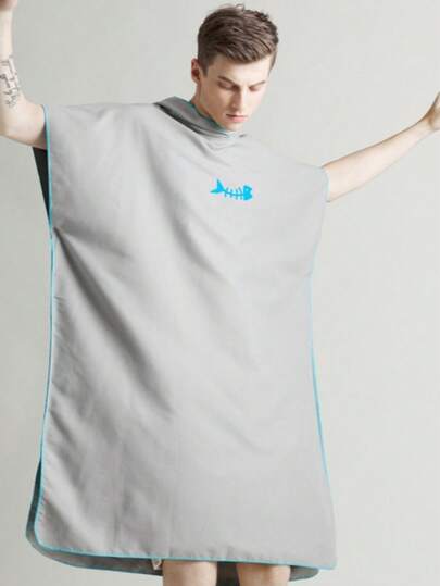 成人速干连帽浴袍，沙滩泳衣更衣斗篷，超柔软微纤维冲浪披风冲浪配件