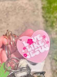 Jesus Like Heart Keychain Stainless Steel For Men Women Religious Christian Gift Backpack Wallet Car Key Phone Case Pendant Decoration Couples Mother Day Gift 6SZB - Hồng 2 - Xem 4