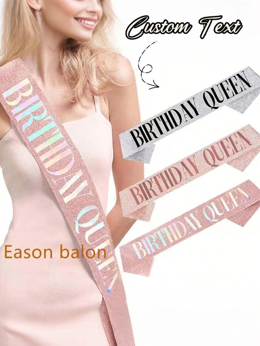 1条定制文字缎带，个性化标语绶带，定制生日绶带，可定制单身派对绶带，毕业礼物、学习用品、教师礼物、大学礼物、同事礼物、宿舍礼物、教师礼物、男女生礼物、青少年礼物、初中生礼物、大学生礼物、大一新生礼物、新年礼物 - 彩色 - 查看 1