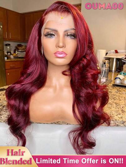 13x4/13x6 HD Transparent Lace Front Wig Human Blended Hair Body Wave 34 Inch - 200% High Density Pre-Plucked Glueless Wig With Baby Hair & Natural Hairline For Women, No Glue & Ready To Wear, Voluminous & Natural Look For Daily & Special Occasion Wear