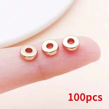 100pcs Metal Beads Set Golden, Rose Gold & Silvery Round, Heart, Star, Square Hoop Spacer Beads For DIY Bracelet, Necklace & Earring Jewelry Making - Multicolor - View 16