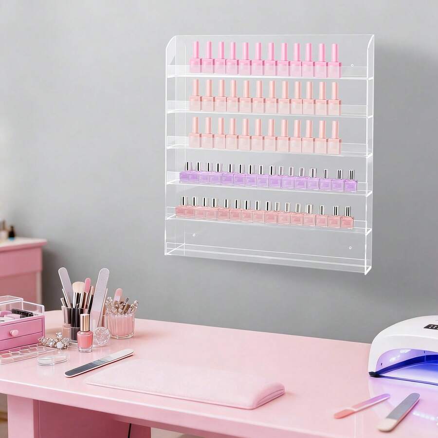 SHIOUCY Clear Nail Polish Storage Rack, 6-Tier Nail Polish Display Rack, Acrylic Wall Mounted Nail Polish Display Rack - 無色 - 查看 1
