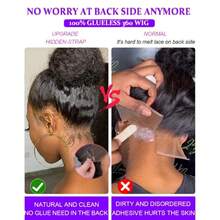 ZHENDEFA 隐藏式束带360°蕾丝前假发,真人发,无胶深波浪卷发,200密度,带隐形抽绳,湿发波浪蕾丝前假发,女士自然发际线 - SNatural - 查看 10