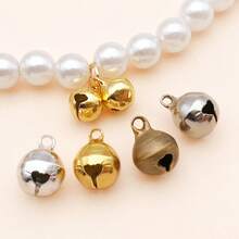 50pcs Vintage Mixed-Metal Mini Bell Charms - Copper Plated 18K Gold, Thick Silvery & Platinum - DIY Jewelry Findings For Bracelets, Necklaces & Christmas Decorations - Multicolor - View 5