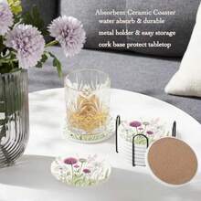 Coasters - Herbs Botanical Thistle Flower - View 2